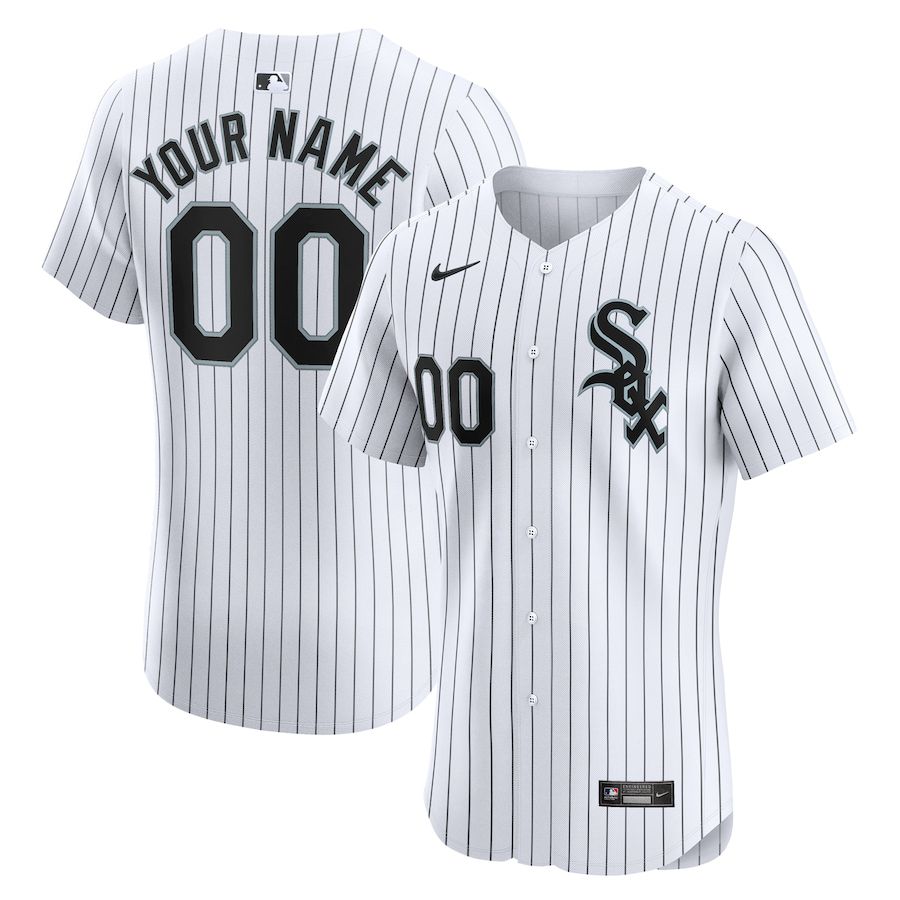 Men Chicago White Sox Nike White Home Elite Custom MLB Jersey->->